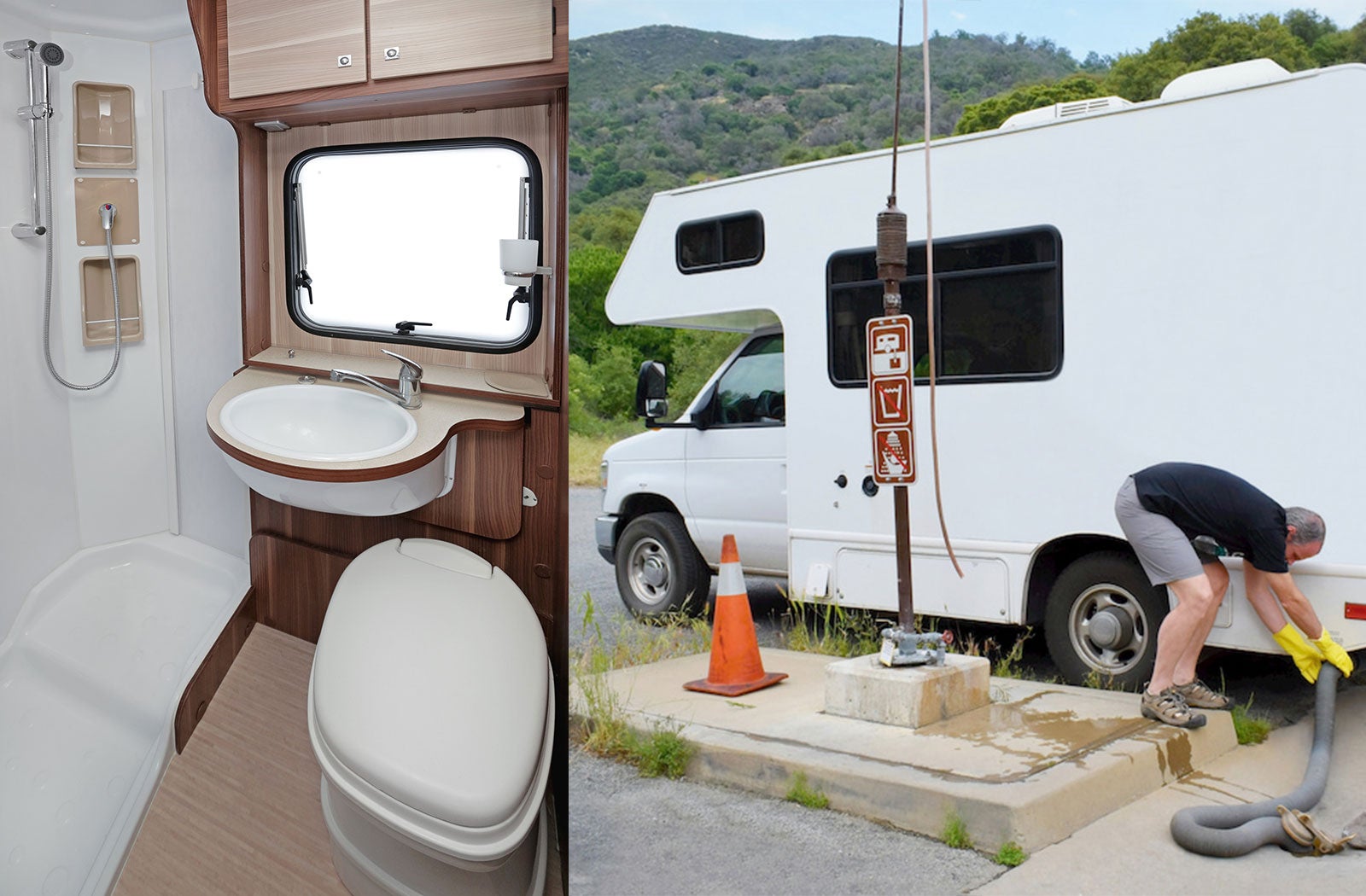 Portable RV/camper toilet and holding tank setup in Plano, Texas